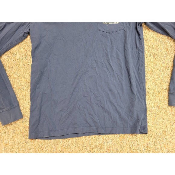 Vineyard Vines Shirt Mens Small Blue Football Whale Logo Pocket Tee Long Sleeve - Picture 4 of 16